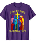 Catholic Jubilee 2025 Stained Glass Pilgrims Of Hope T-Shirt Small