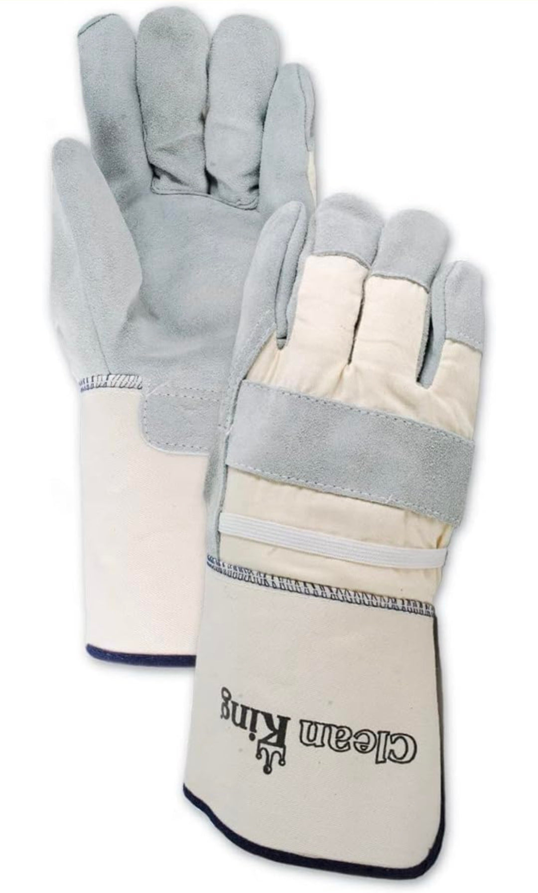 Clean King TG23E Select Cow Split Leather Palm w/PE Cuff, Gray , Medium (Pack of 6)