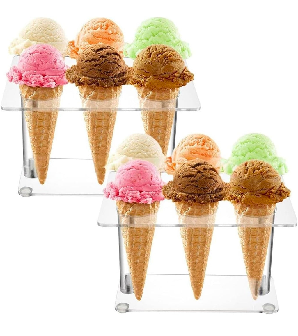 6 Compartment Dessert Tower Set 2 Pack Space Saving Buffet Organizers For Catering And Parties Food Safe Acrylic Cones Holder