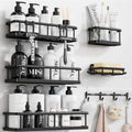 Shower Caddy Adhesive, Rustproof Shower Organizer with Soap Holder, Large Capacity Shower Shelves for Inside Shower, No Drilling Bathroom Organizers and Storage for Home Decor 6 Pack Black