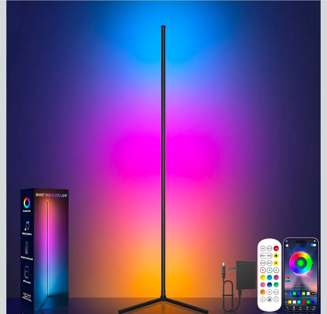 Corner Floor Lamp, RGB LED Corner Lamp with Music Sync, Smart App and Remote Control Color Changing Ambience Light, LED Lamp with 16 Million Colors