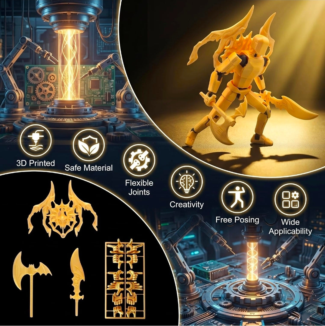 T13 Action Figure Set - (Assembled) 3D Printed Action Figure, Titan 13 Action Figure, Multi-Jointed Movable Dummy 13, Robot Action Figure
