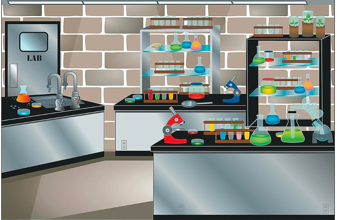 Science Lab Backdrop Banner (9 feet Long) Science Party, Classroom and VBS Wall Decor - VBS Vacation Bible School Supplies/Decor