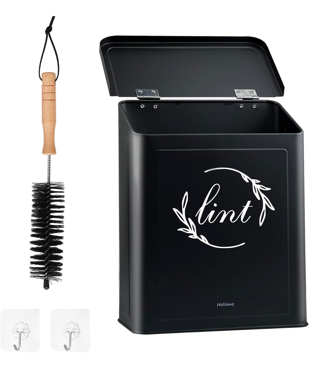 Magnetic Lint Bin for Laundry Room, Metal Lint Trash Can for Dryer