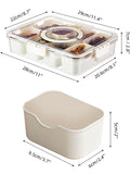 Air-Tight Snackle Box Container –Divided Serving Tray with Lid & Handle–Clear Snack box for Fruits, Candy & Nuts–Portable for Travel & Daily Use (8 Inside Containers Dishwasher Safe)
