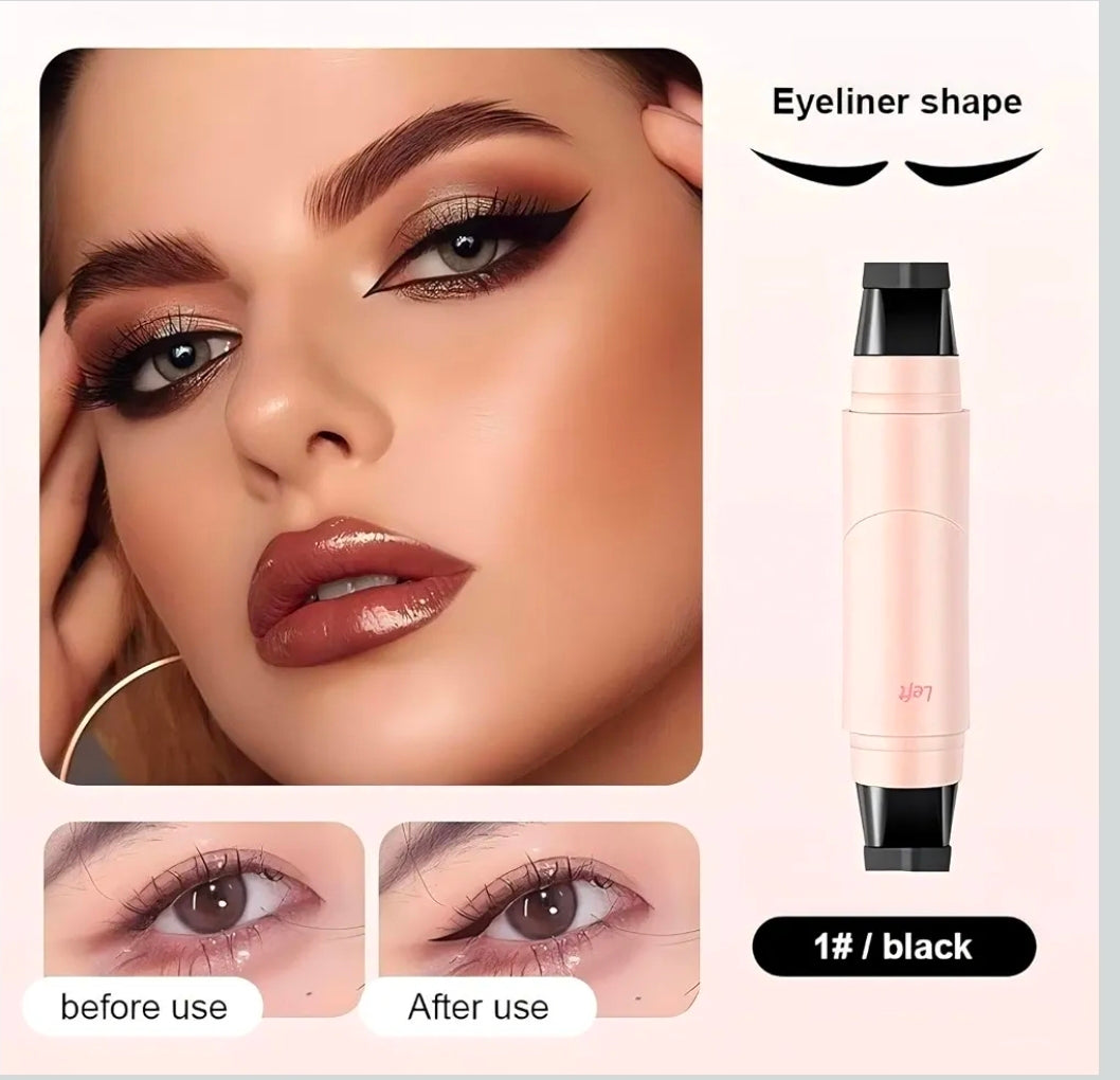 PAGE VINE Winged Eyeliner Stamp Pen Dual Head Rotating Design, Quick-Dry, Long-Lasting, Smudge-Proof for Easy Cat Eye (Black)