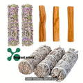 1 set of 3pcs white sage aromatherapy sticks, 2pcs lavender sticks and 3pcs Peruvian holy wood combination gift box set, for cleaning house and meditation