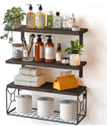 Bathroom Shelves Over Toilet with Storage Basket, Floating Wall Shelf for Home Organization & Wall Decor