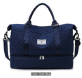 Large Capacity Quilted Travel Duffels Bag, with Multiple Compartments & Shoe Pocket navy