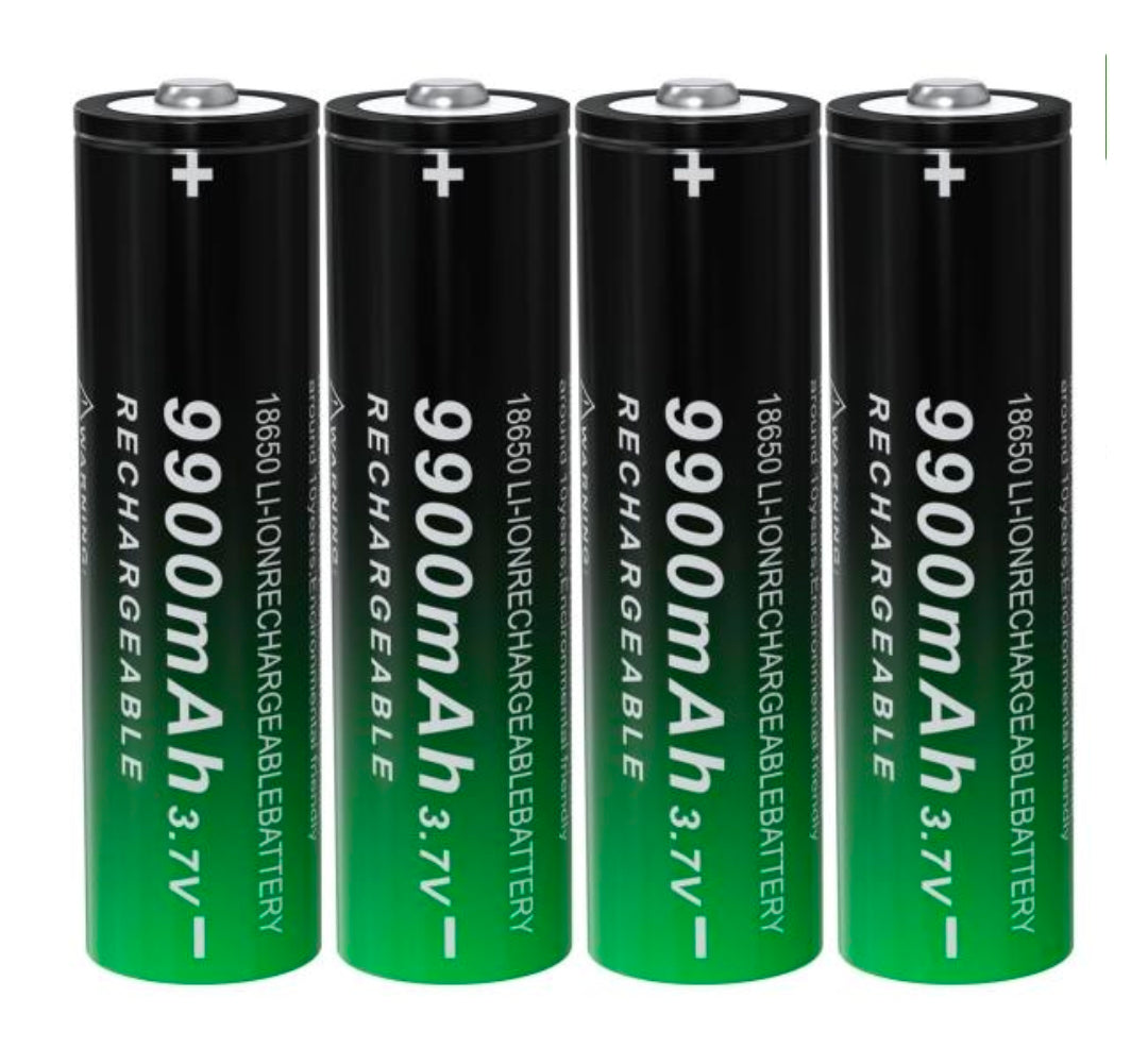 18650 Rechargeable Battery 9900mAh 3.7Volt Li-ion Batteries Button Top 4 Pack