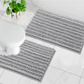 Chenille Bathroom Mats and Toilet Rugs U-Shaped, Bath Rug Size 30x20 and Toilet Rugs Size 24x20 in Light Grey, 2 Item Bundle