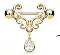 1 pair  Piercing Jewelry Body Jewelry Nipple Ring Nipple Piercing Zirco -Gold