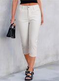 Sidefeel Women's High Waisted Straight Leg Jeans Capri Denim Pants size 12