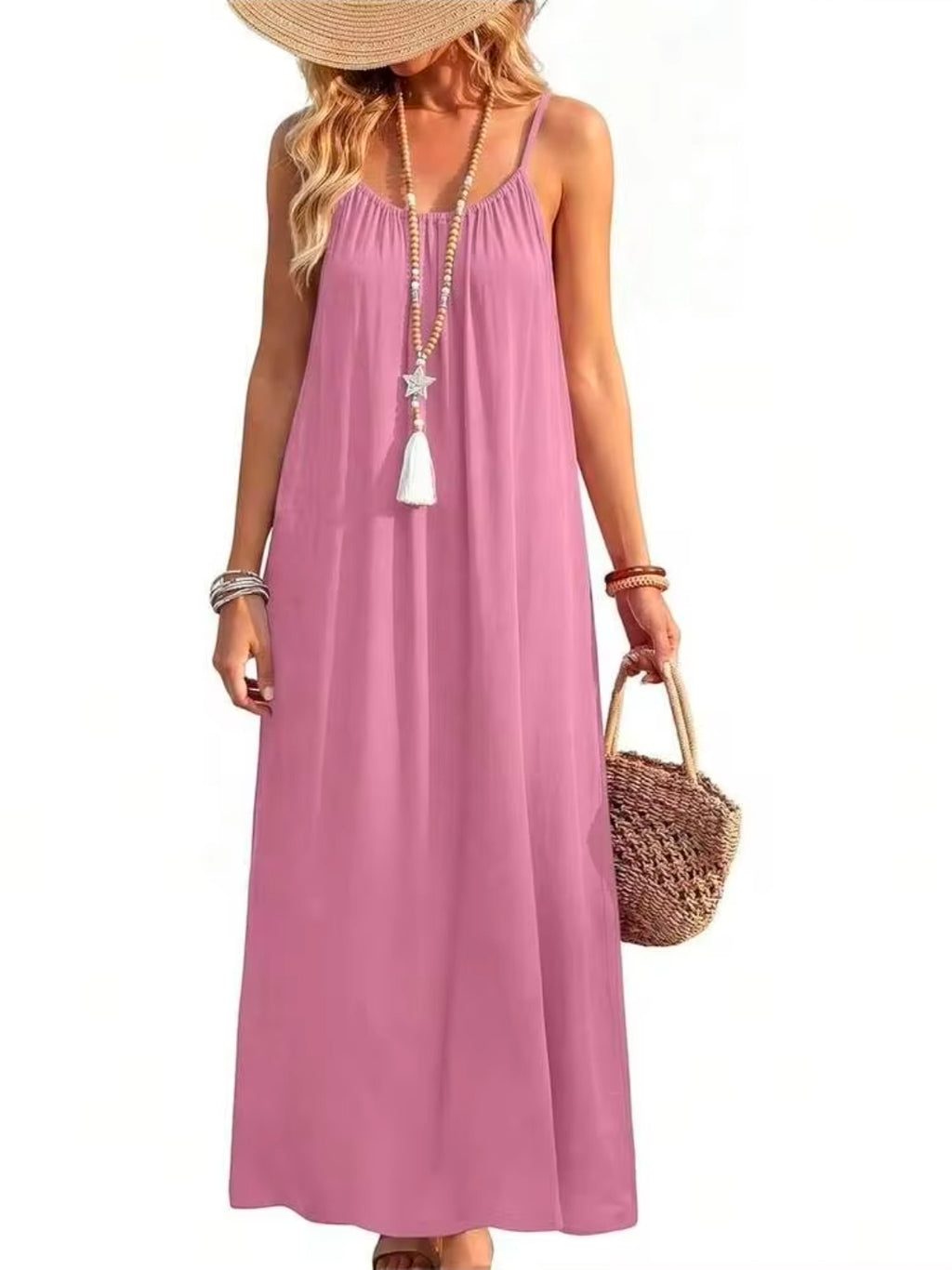 Women Spaghetti Strap Backless Maxi Sundress Summer Swimsuit Cover Up Casual Dresses large