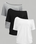 Womens off shoulder tees, 3 pack 2XL