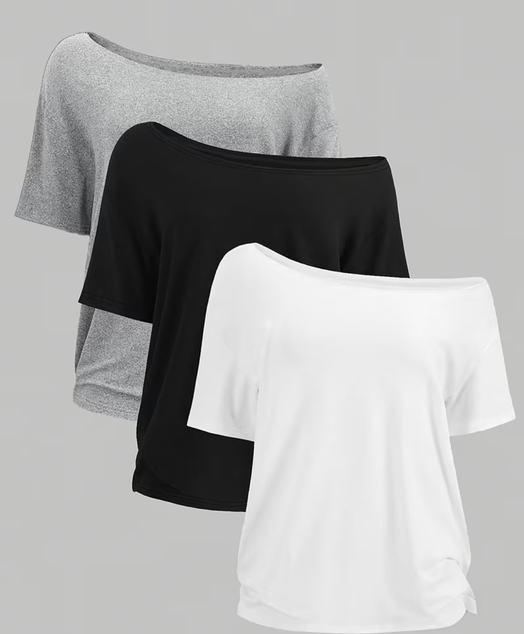 Womens off shoulder tees, 3 pack 2XL