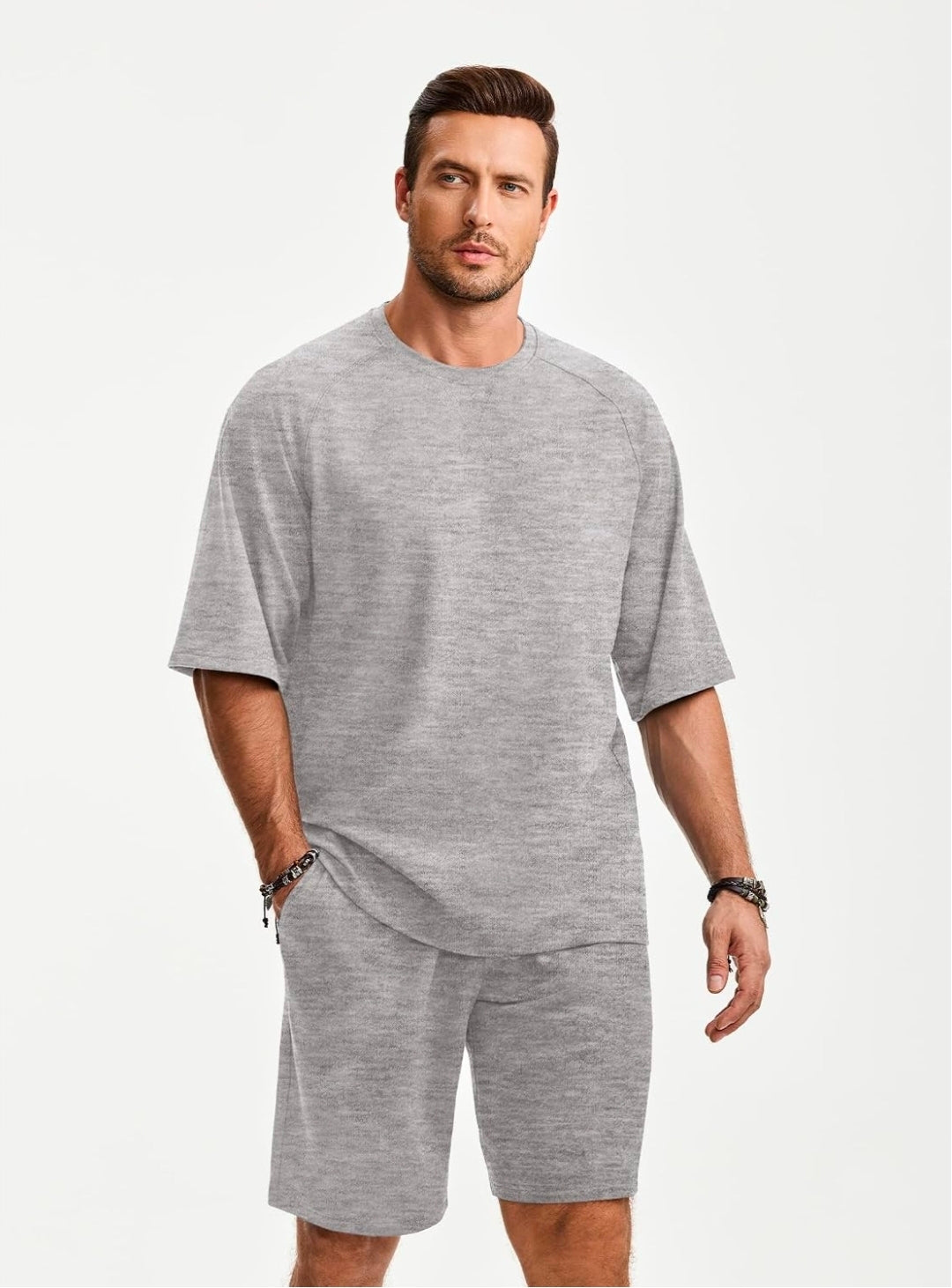 Mens Casual Oversized Short Sets 2 Piece Summer Outfit large
