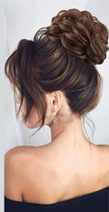 Large Messy Bun Hair Piece Wavy Curly Scrunchies Synthetic Chignon Ponytail Hair Extensions Thick Updo Hairpieces for Women Chocolate Multi