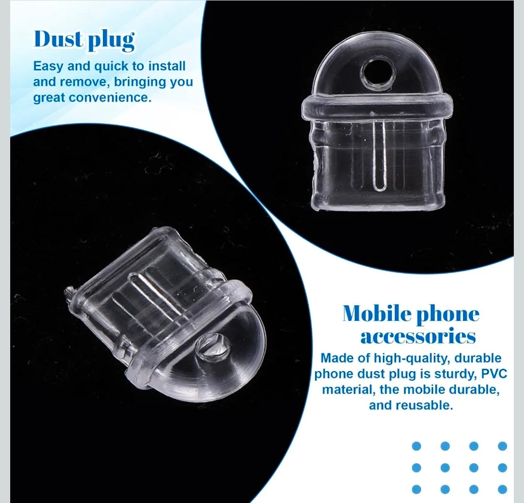 USB C Dust Plugs 10 Pack with Easy Grip Tabs, Clear