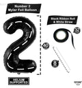 KatchOn Black Number 2 Balloon 40 Inch Foil Number Balloon For 2nd Birthday
