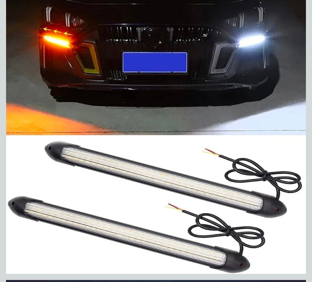 2Pcs Flexible Daytime Running Light Strip Headlight Sequential Turn Signal