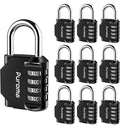 Puroma 10 Pack Combination Lock Locker 4 Digits Combo Padlock Gym Black