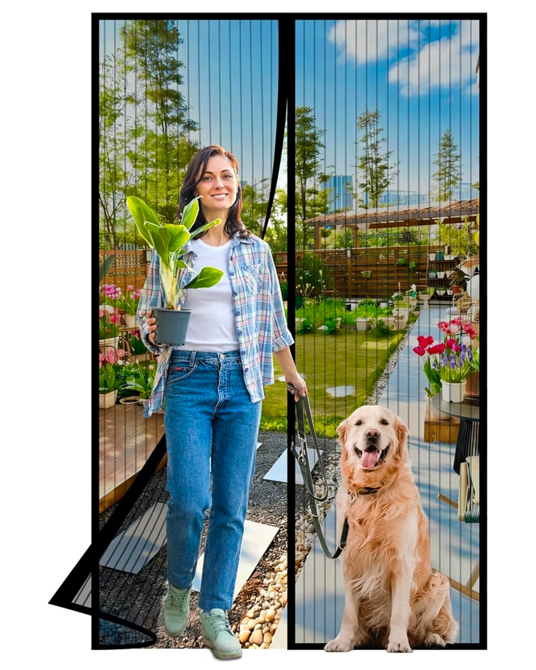 Magnetic Screen Door -Fit Door Size 36.0 x 80.0'' Retractable Screen Door