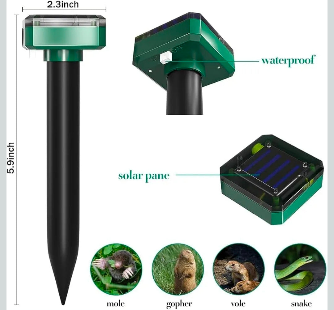 Mole Repellent Solar Powered, 8 Pack Waterproof Ultrasonic Gopher Vole Repellent Outdoor, Rat, Squirrel, Skunk