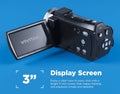 Vivitar PopCam 48MP Full HD 1080p Digital Camcorder with 3" Flip Screen and 16x Digital Zoom for Vlogging