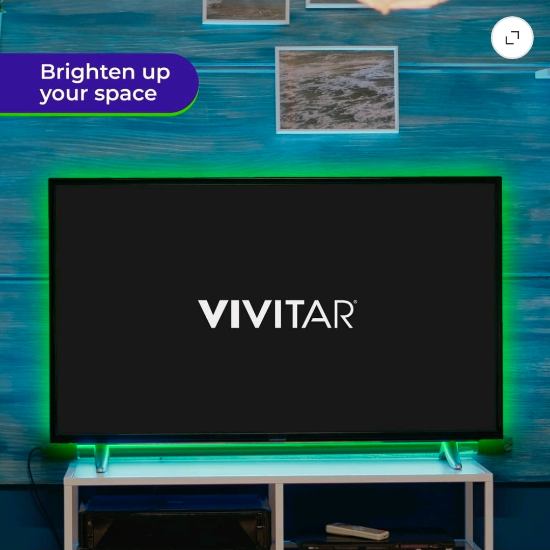 Vivitar Smart 8ft Full-Color RGB LED Strip Lights, TV Backlight for TVs and PC Monitors Up to 65 Inches
