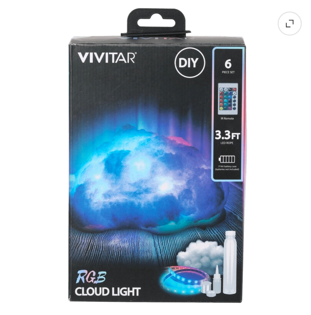 Vivitar RGB Cloud Light, Color Changing LED Night Light with Remote, Kids Bedroom Decor, Teen Girl Gift