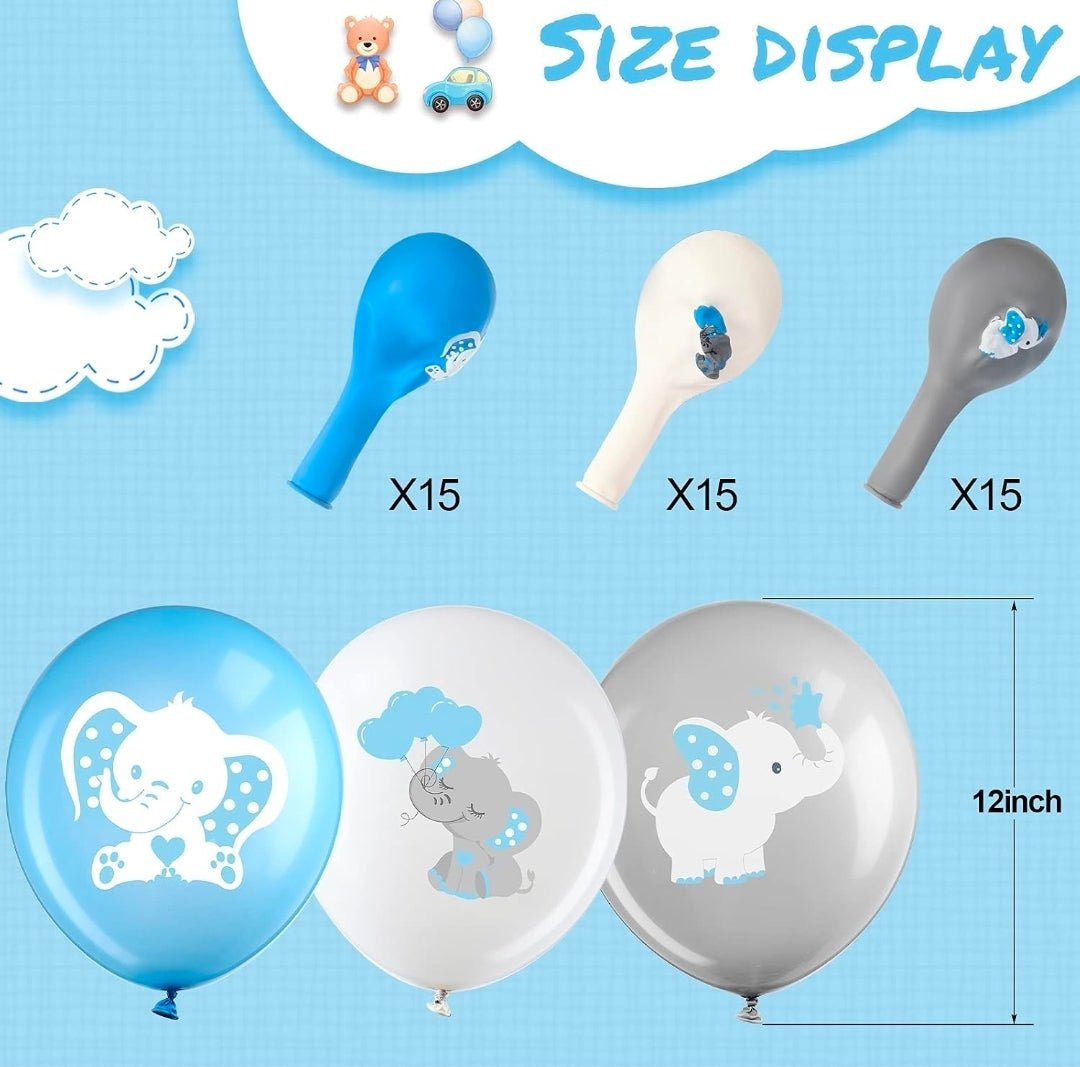 45 Pieces Elephant Balloon 12 Inch Baby Shower Elephant Balloon for Baby Boy