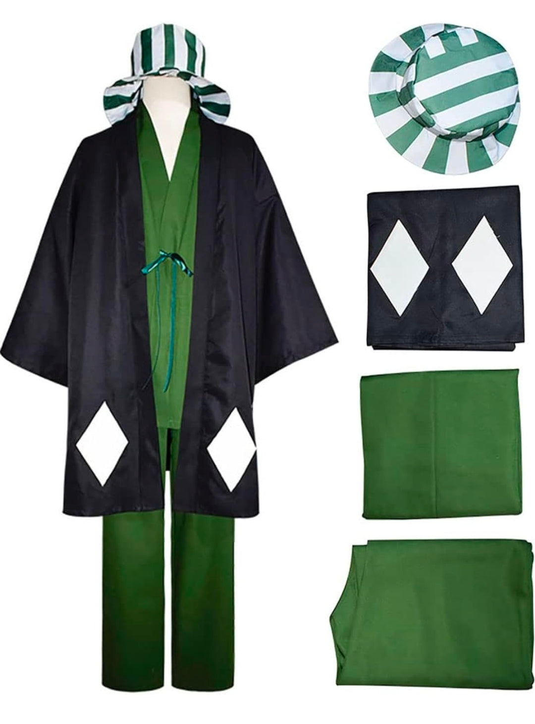 Men Costume Outfit Kimono Uniform Cloak Anime Full Set With Hat