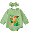 St. Patrick's Day Baby Girl Outfit In My Lucky Girl Era Romper Bodysuit with Headband