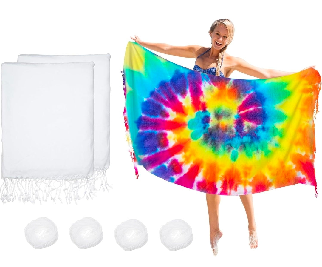 Dielianyi 2PCS Turkish Beach Towels for Tie-dye 71x39 Oversized White Beach Towel for tie dye