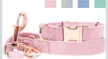 Soft Leather Dog Collar and Leash (6.6') Set - Stylish Rose Gold Heavy Duty Metal Buckle, 4 Adjustable Lengths Leash for Small Medium Large Dogs - Comfortable & Easy to Clean Pink S(12.2"-16.9")
