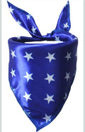 Petitebella Patriotic Stars Pet Bandana for Dogs and Cats, Blue/White Satin, Large