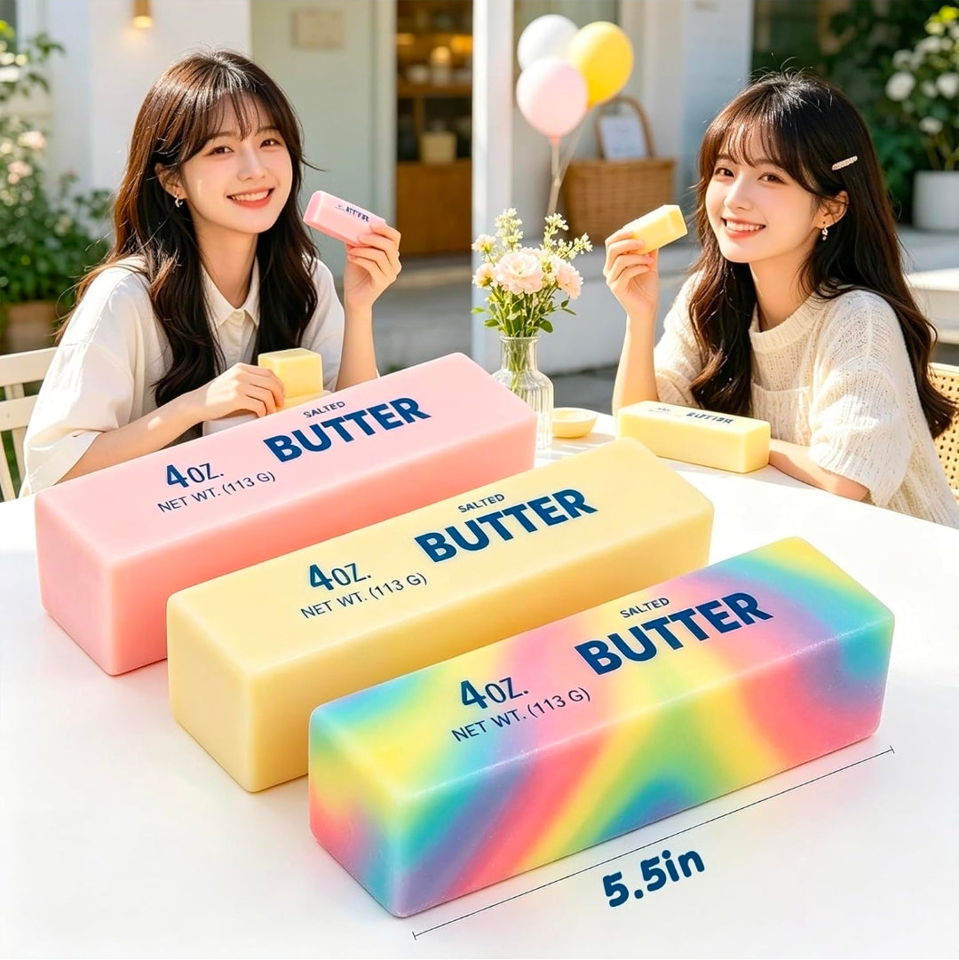 Set of 3, Realistic Soft Butter Stick Fidget Toy,Slow Rebound Cute Butter Squeeze Stress Balls