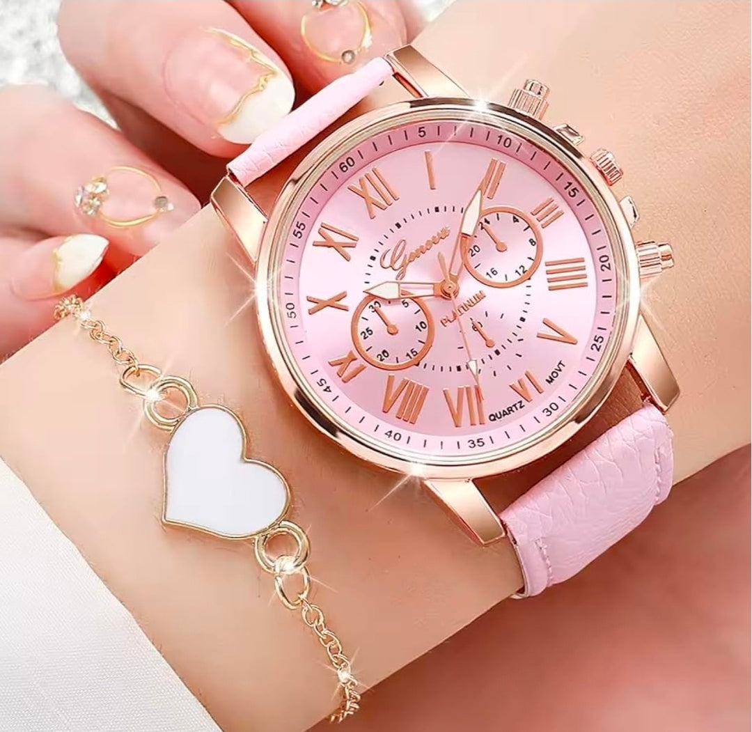 Women Lady Teen Girl PU Leather Band Watches Dial Analog Quartz Wristwatches