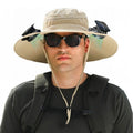 Solar Fan Hat, Wide Brim Sun Cap with 2 Solar Sun Protection Fans, USB and Solar Powered Fan Hat