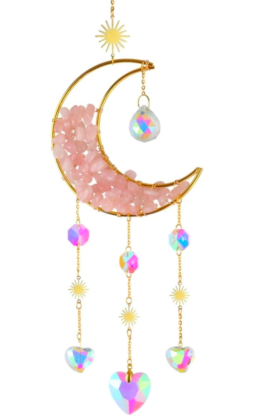 4 pack Crystal Suncatchers for Window Hanging Hourglass Moon Sun Catcher with Chain Rainbow Maker