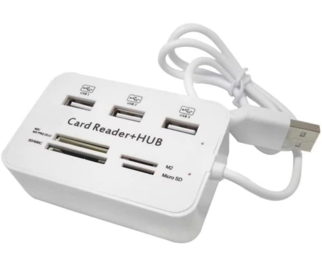 3 Ports USB 2.0 Hub High Speed MS SD M2 TF Memory Card Reader (1 Pack)