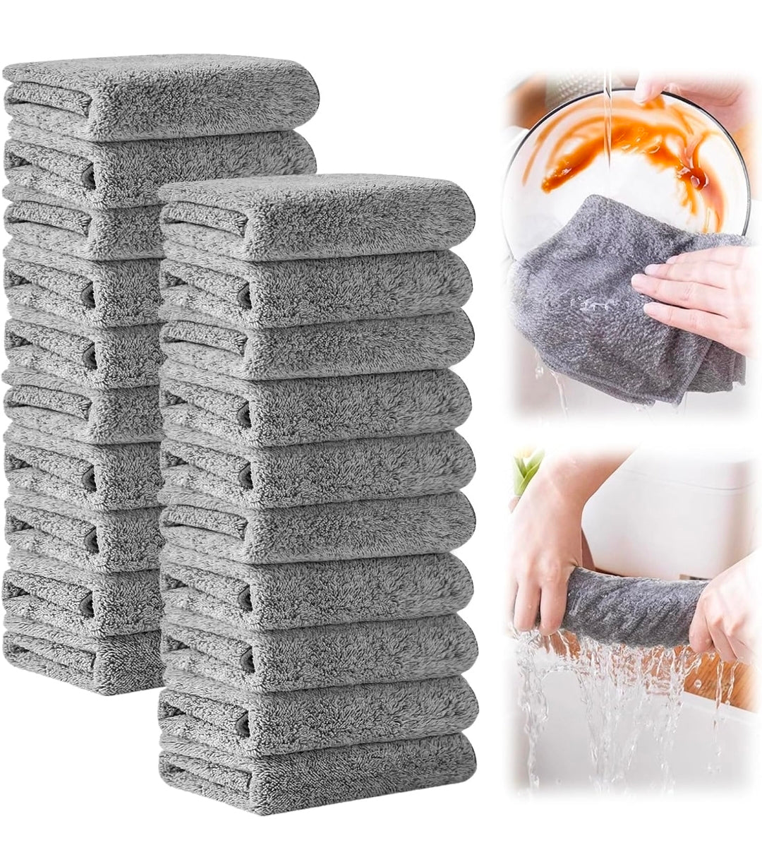 Reusable Kitchen Rags Cleaning Cloths Towels Microfiber Bamboo Charcoal Dishcloth (20)