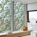 Retro Window Privacy Film,Stained Glass Decorative Cling Sticker (1, Green Leaves, 17x39.4in)