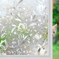 Window Film Floral Stained Glass Window Privacy Film 17.7 wide