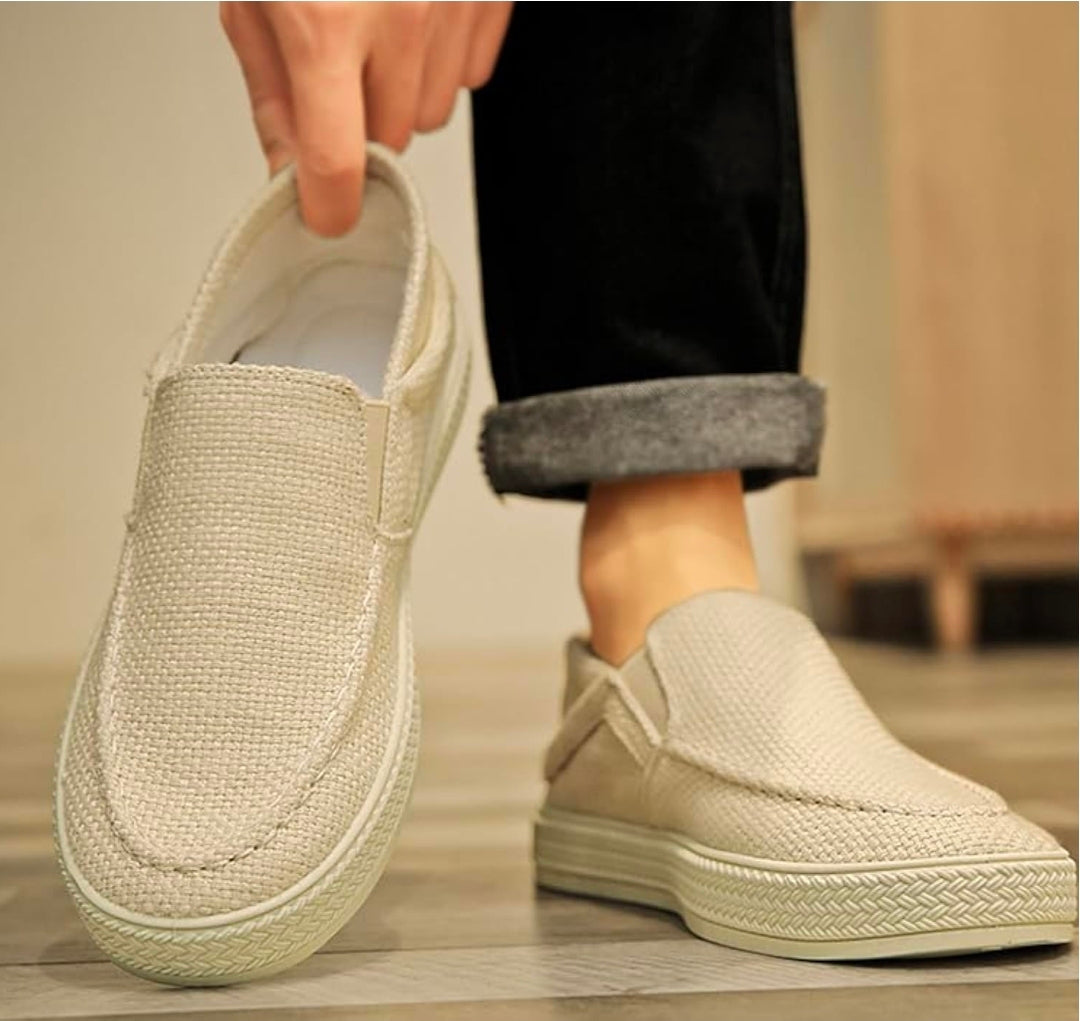 Men's Casual Cloth Shoes Canvas Slip on Loafers size 10