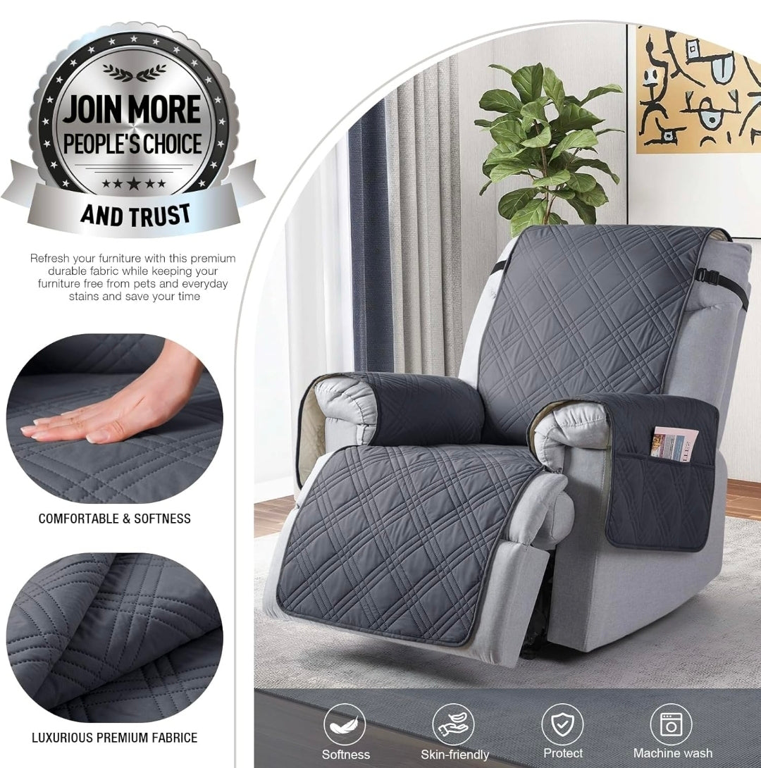 Waterproof Recliner Chair Cover, Non Slip Recliner Covers for Recliner Chair with Pocket