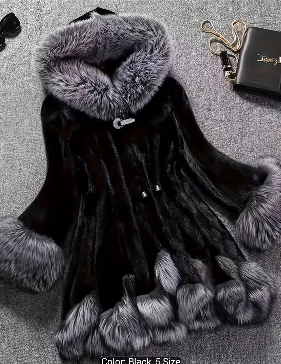 Autumn/Winter Furry Padded Coat, Women's Mid-Length Overcoat