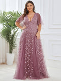 Ever Pretty everASTRAL
Ruffle Sleeves Leaf Sequin Maxi Bridesmaid Dress Formal dress size large