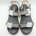 AIJVOU Platform Sandals Womens  Black White Tweed Chunky Lug Sole New